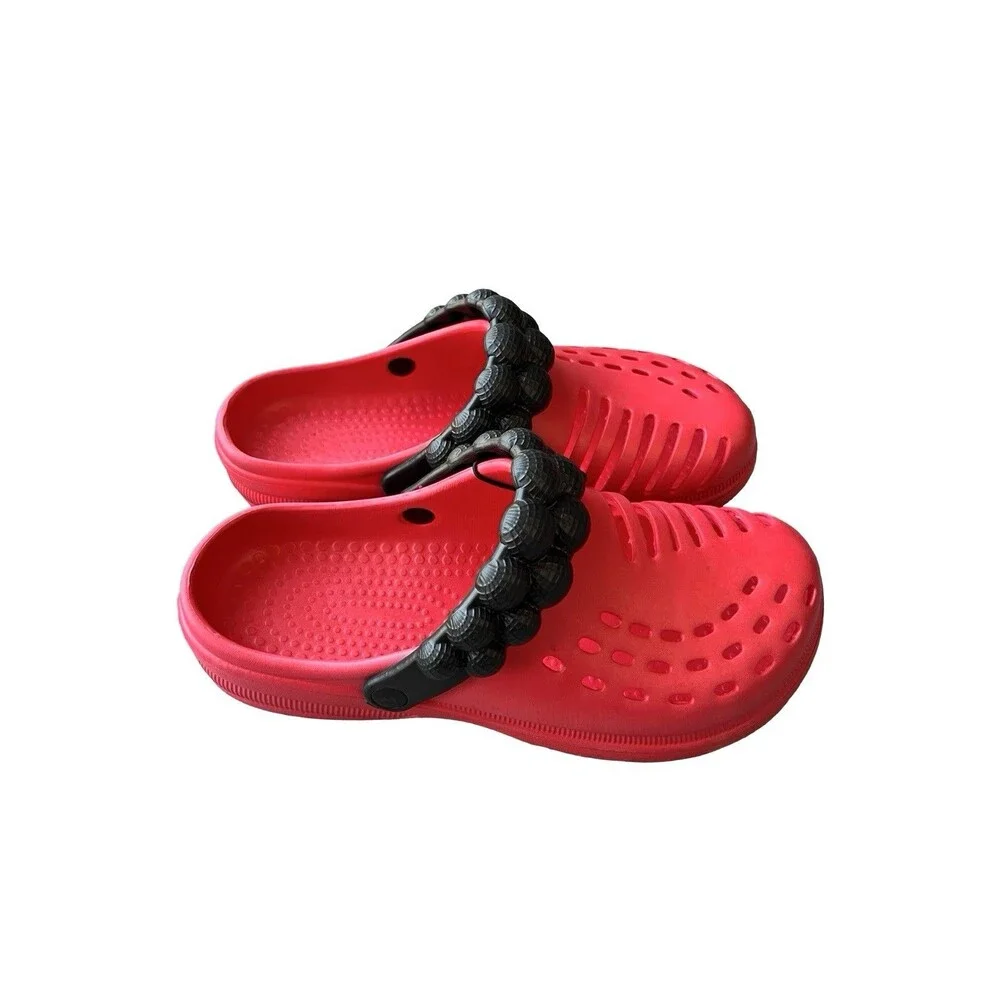 FOCO Men’s Red Foam Bubble Strap Clogs Slip On Garden Beach Water Shoes 11-12
